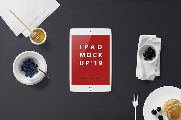 西式早餐场景iPad Mini设备展示样机 iPad Mini Mockup – Breakfast Set插图6