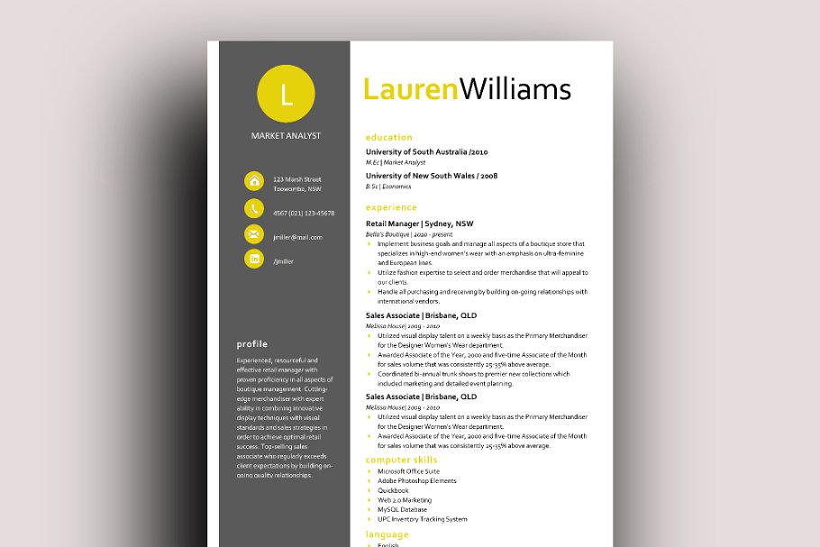 橘色现代简历模板 Citrus modern resume template插图1