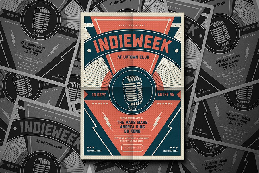 活动节日宣传海报传单 	  Indie Week Flyer插图