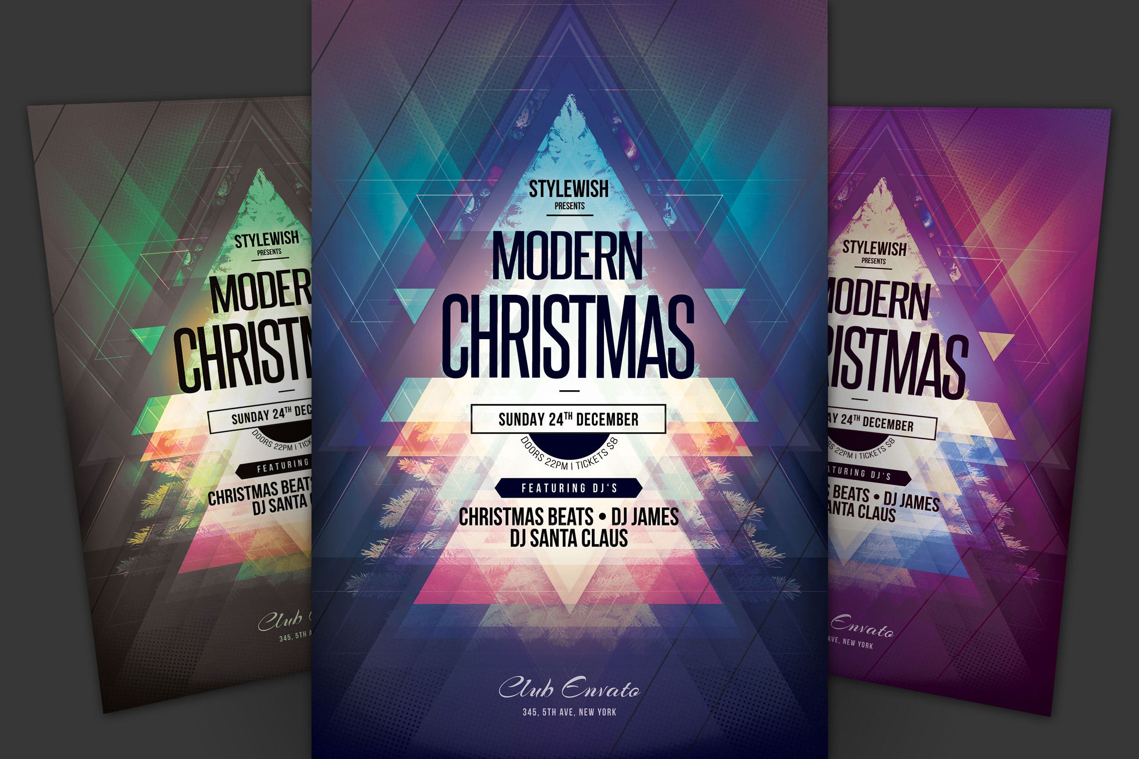 现代创意设计风格圣诞节主题海报传单模板 Modern Christmas Flyer插图
