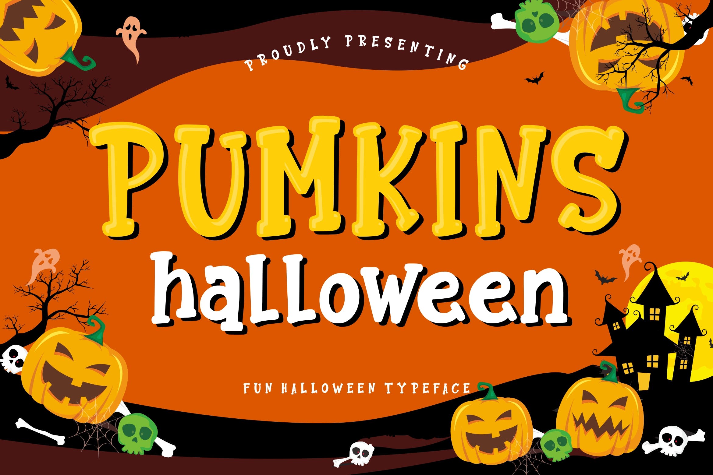 万圣节主题设计英文粗体字体 Pumkins Halloween Fun Typeface插图