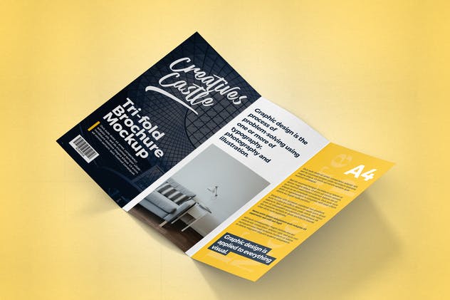 三折页A4规格传单样机模板 A4 Tri-fold Brochure Mockup插图(4)