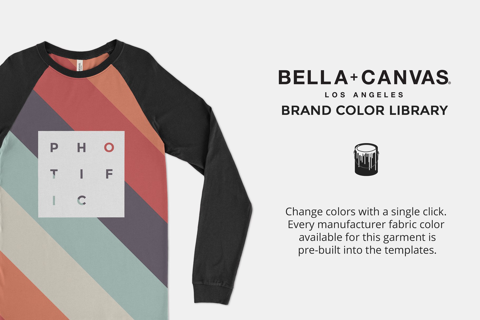 长袖篮球帆布T恤样机模板 Bella Canvas 3000 Baseball Tee插图3