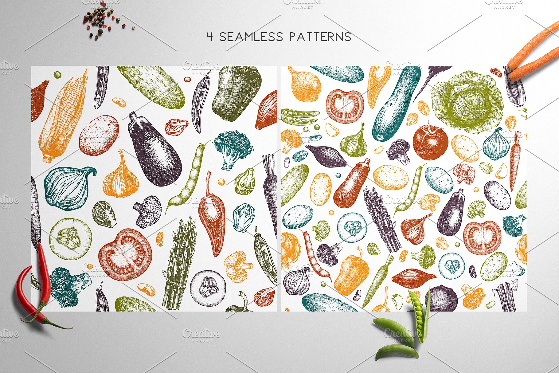 手绘蔬菜矢量图形插画 Hand Drawn Vegetables Collection插图(6)