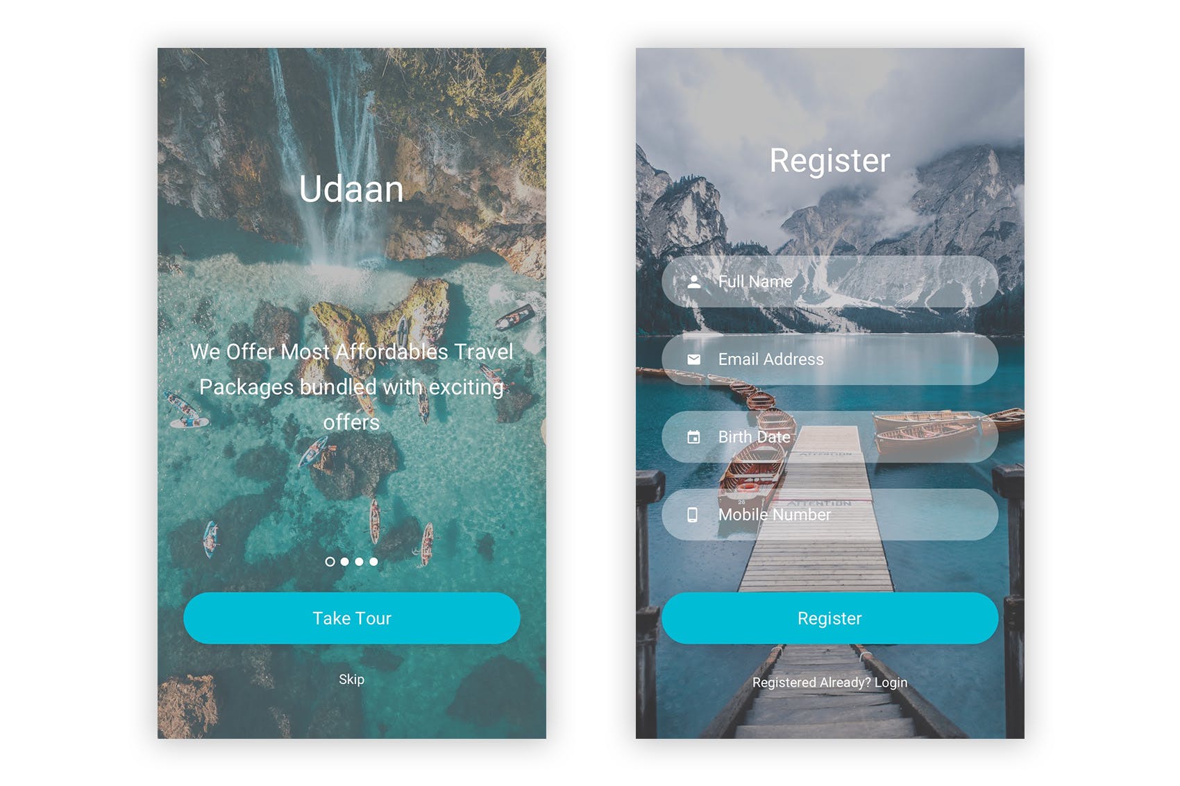 旅行和航班机票预订APP应用程序UI界面设计PSD模板 Udaan – Travel & Flight Booking App for Photoshop插图(2)