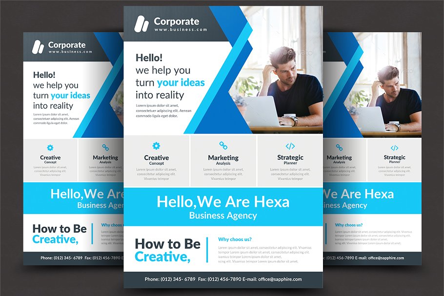 简洁专业的企业商务合作宣传单模板 Corporate Flyer插图