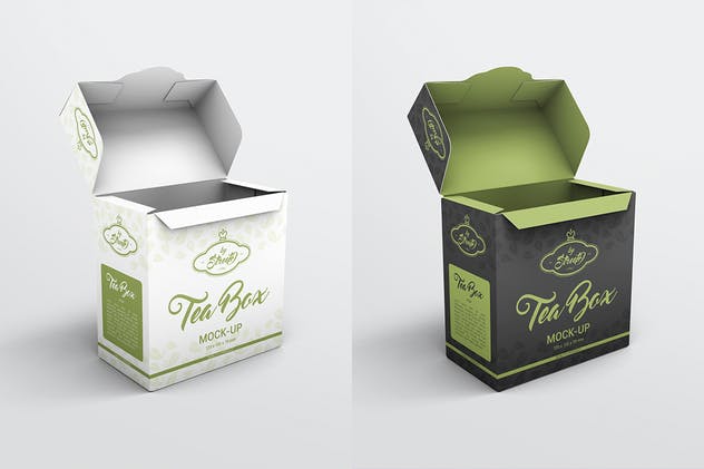 茶叶品牌纸盒包装外观设计样机模板 Tea Box Mock-Up插图(1)