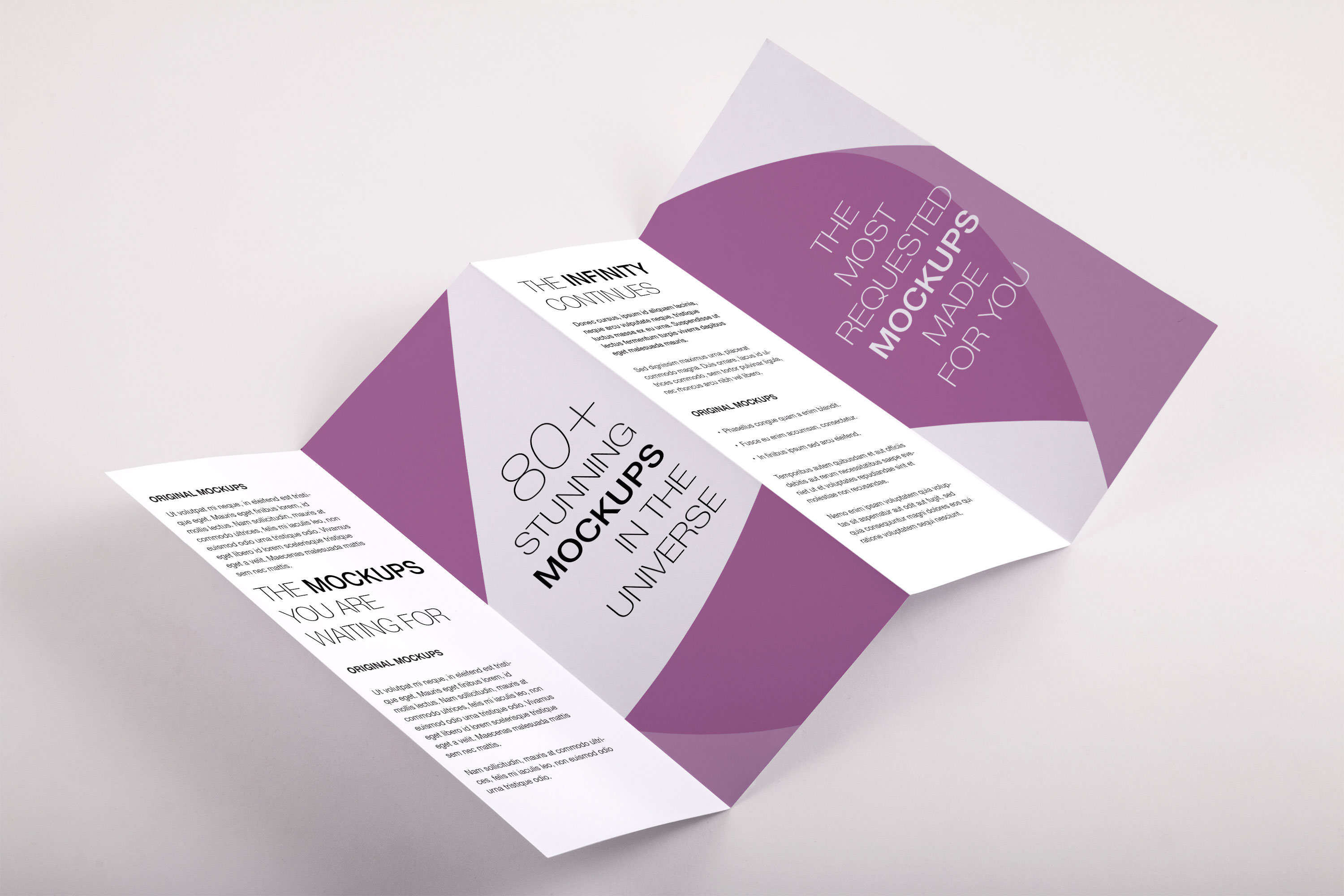 四折设计宣传小册子＆传单预览效果图PSD样机模板01 Legal Quadfold Brochure PSD Mockup 01插图