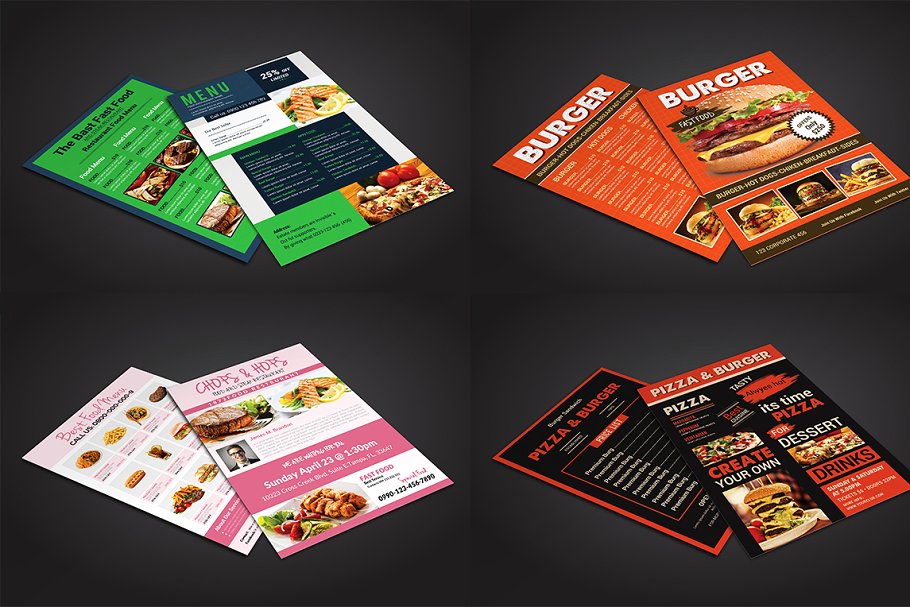西式快餐菜单模板合集 Food Menu Flyer Bundle插图3