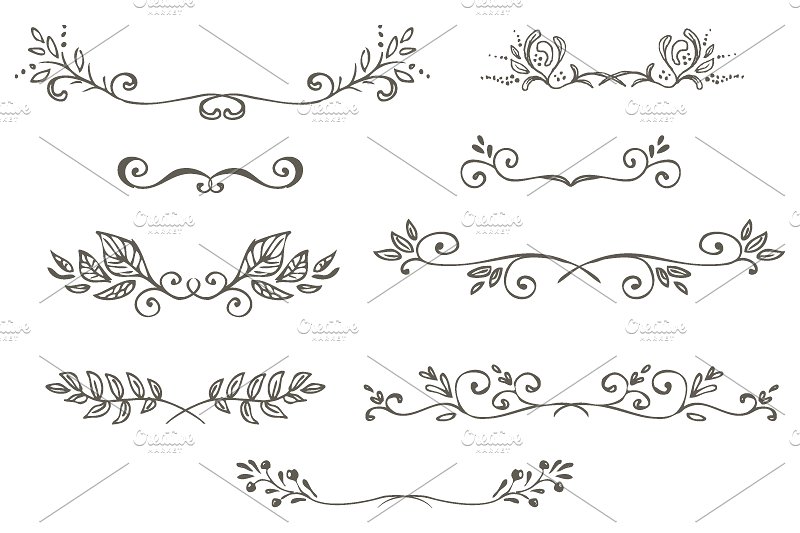 花朵叶子和花环简笔装饰素材 Spring Doodles插图2