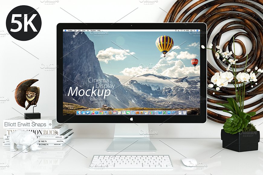 5K高清iMac一体机样机 Cinema Display Mockup 5k (1 PSD)插图(1)