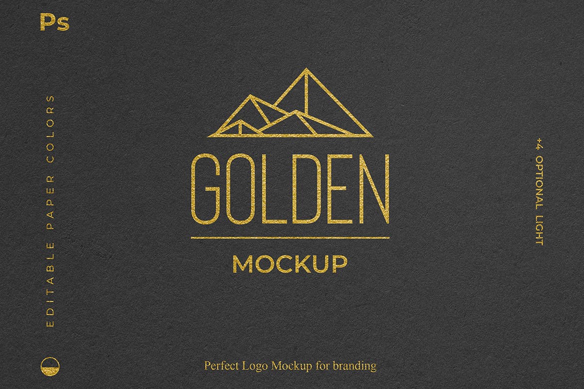 烫金印刷工艺Logo设计效果图样机 Gold Foil Paper Logo Mockup插图
