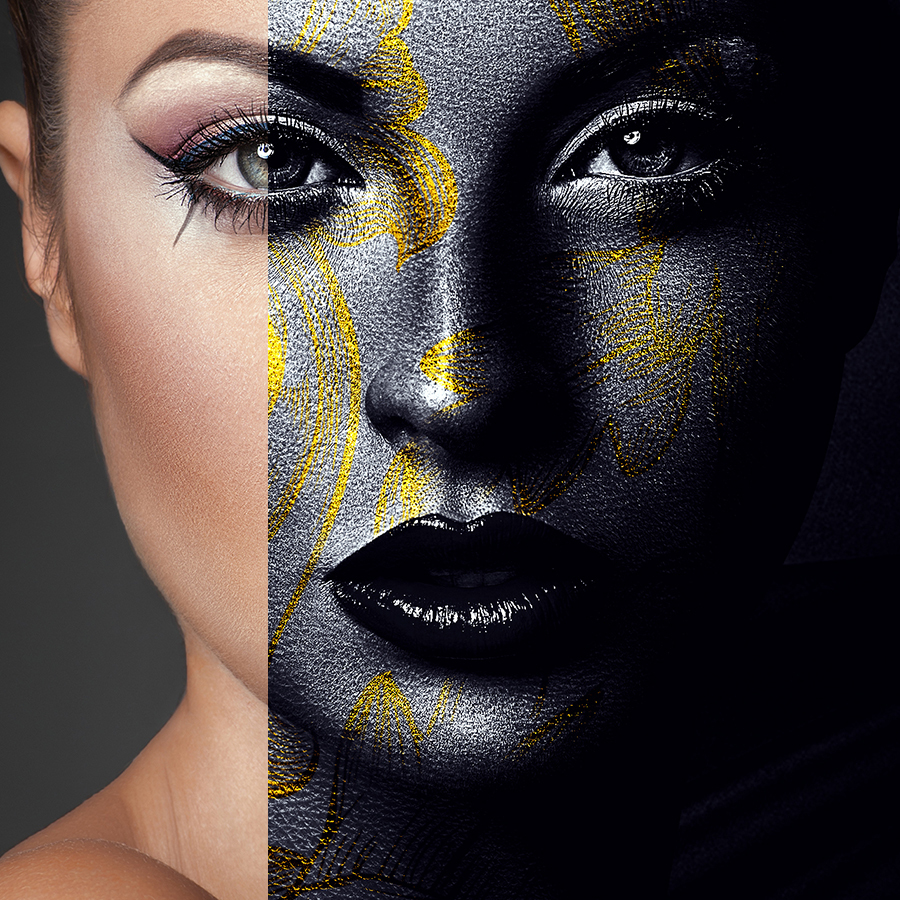 给皮肤添加金属效果艺术PS动作 Professional Skin Art Photoshop Action插图3