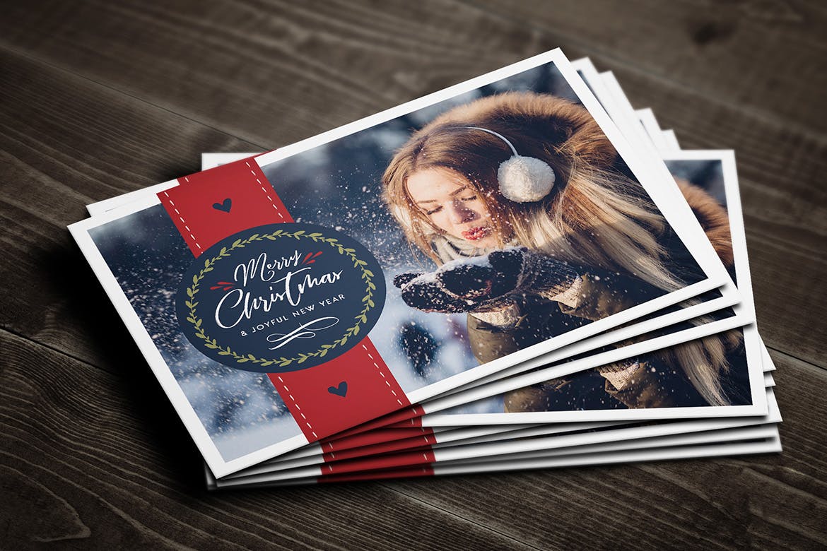 圣诞节主题照片贺卡设计模板 Christmas Photo Card插图3