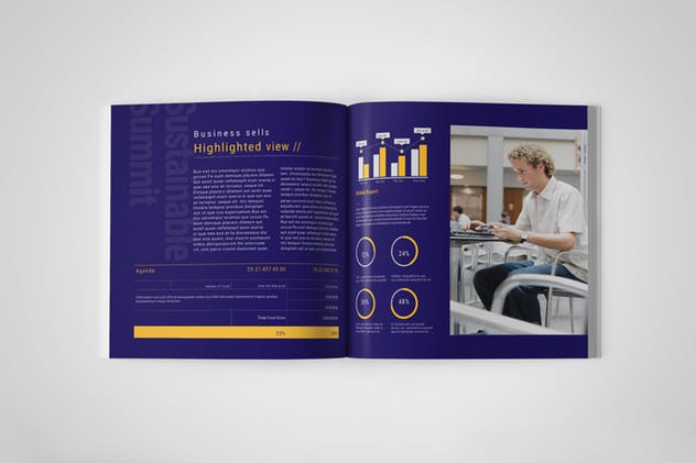 公司简介企业画册INDD设计模板 Square Company Profile插图(8)