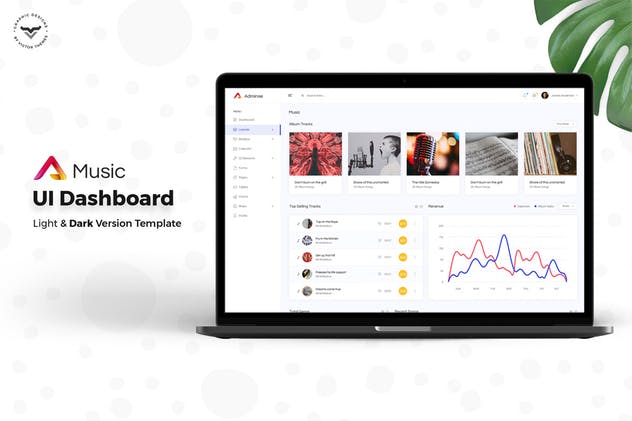 在线音乐播放网站/APP应用后台管理仪表盘UI套件 Music Admin Dashboard UI Kit插图(1)