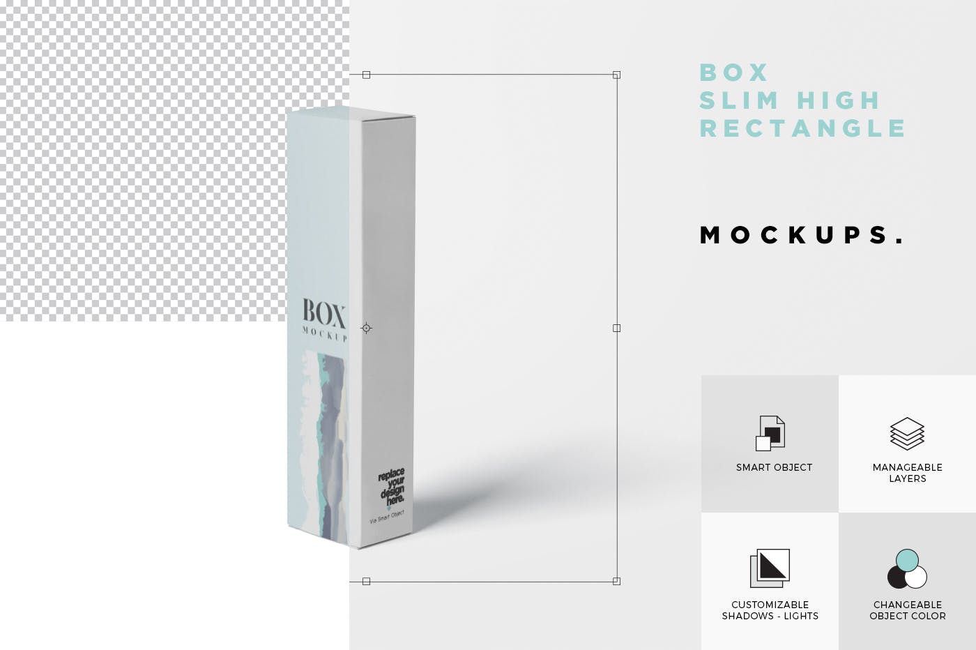 长条形化妆品/护肤品包装纸盒设计图样机 Box Mockup – Slim High Rectangle Shape插图(5)