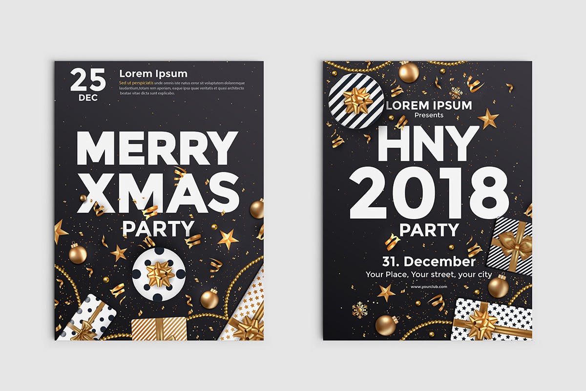 浓厚节日氛围圣诞节派对活动传单海报设计模板合集 Set of 10 Christmas Party Flyer Templates插图(6)