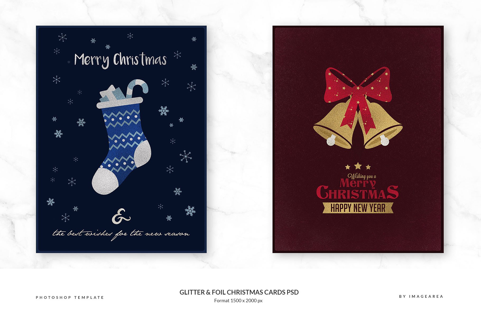 闪粉&金箔圣诞卡PSD模板合集 Glitter & Foil Christmas Cards PSD插图3