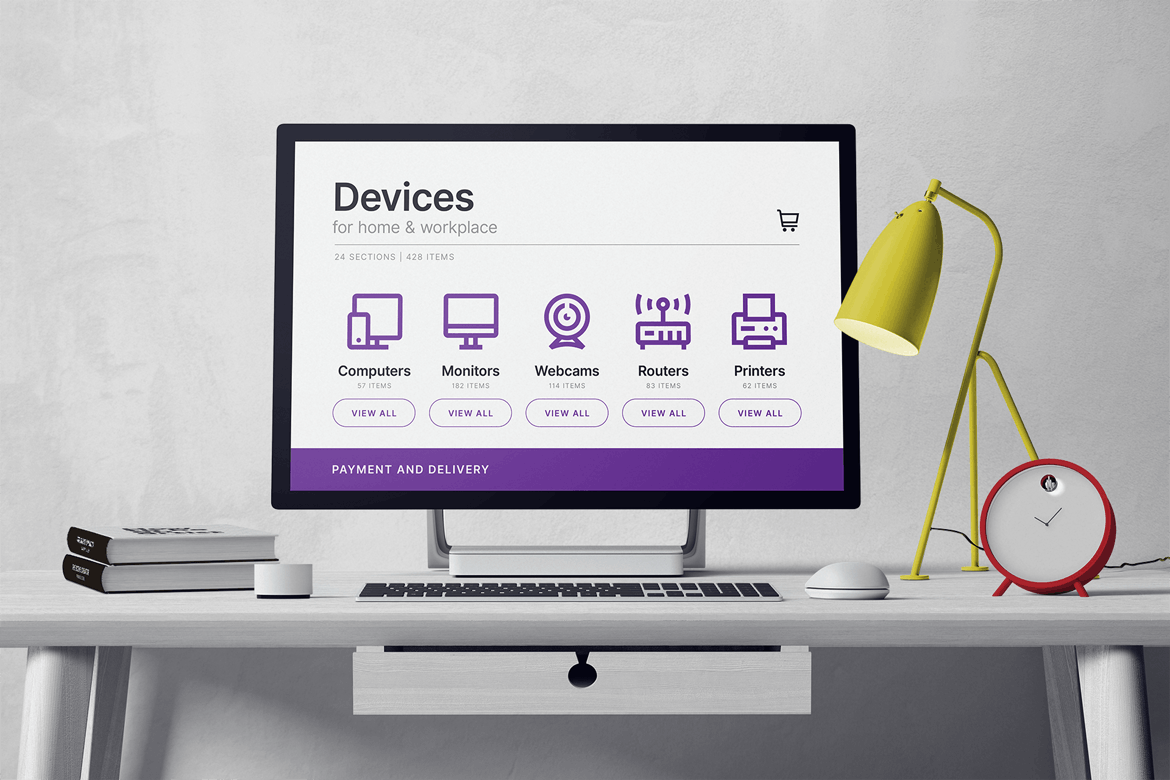 办公设备矢量线性图标素材 Devices — Workplace插图(3)