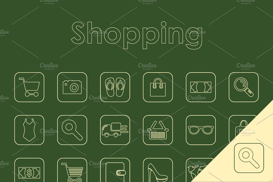 25枚购物主题简约风图标 25 SHOPPING simple icons插图
