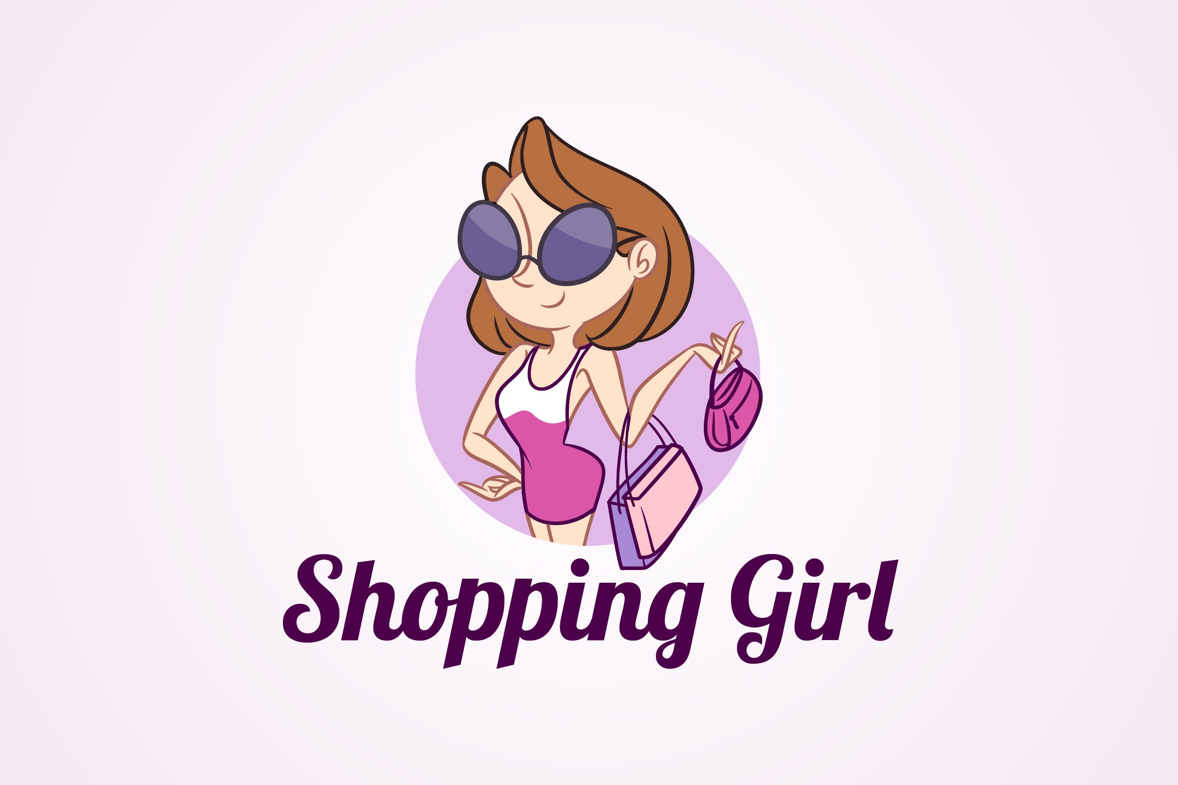 时尚购物女郎形象Logo设计模板 Shopping Girl – Fashion Mascot Logo插图