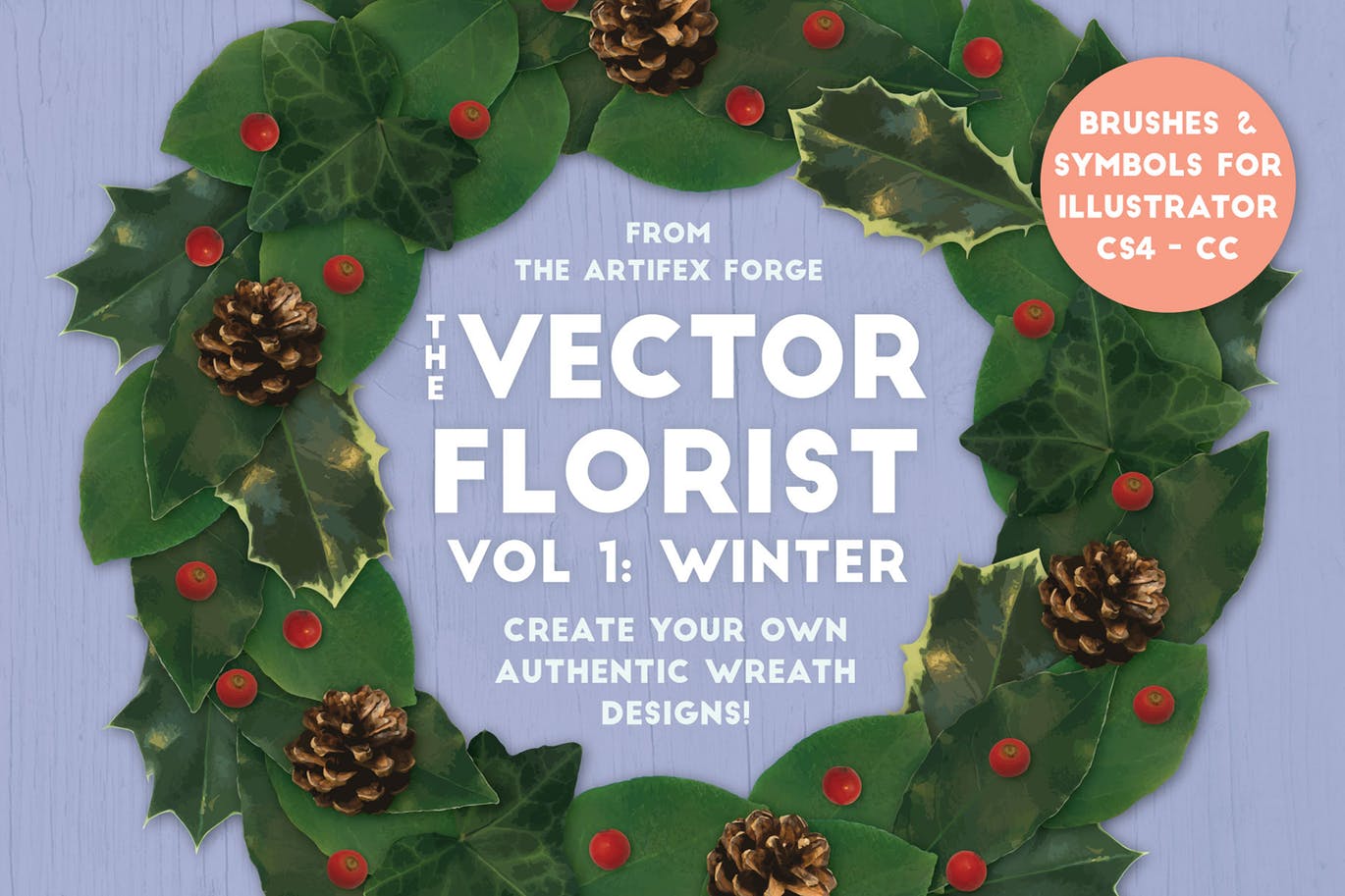 逼真植物花卉图案AI笔刷 The Vector Florist – Brushes: Winter插图