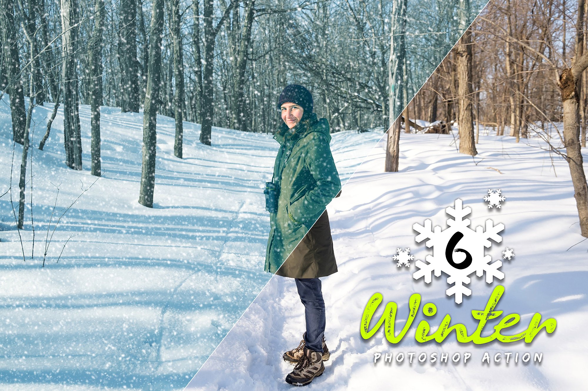 6款冬季雪花效果处理的PS动作 6 Winter Photoshop Action插图3