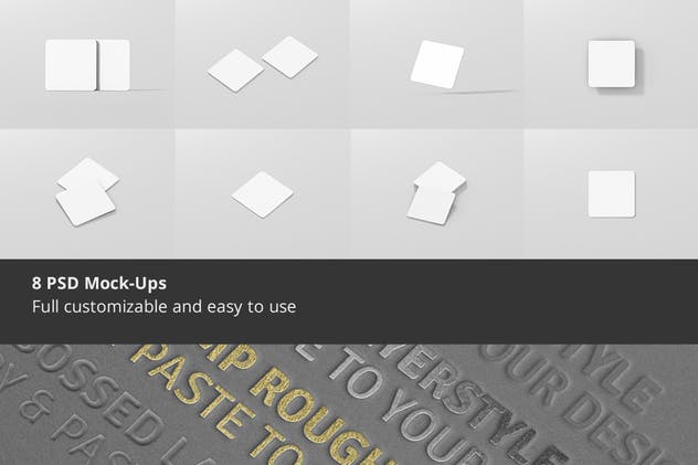 高品质圆角方形杯垫样机 Square Coaster Mock-Up Round Corner插图(1)