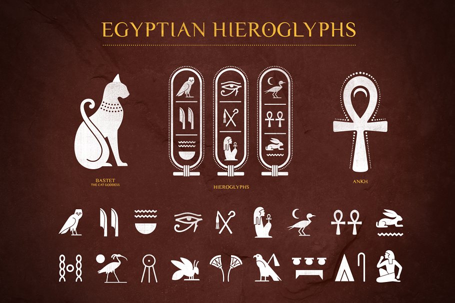 埃及象形文字矢量集 Egyptian Hieroglyphs Vector Set插图(2)