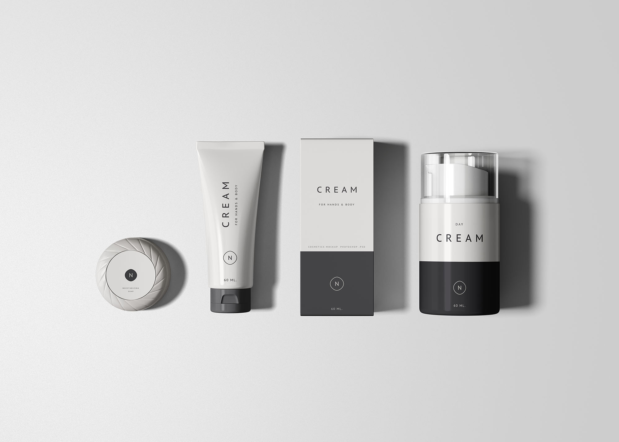 化妆品护肤品常见包装外观设计样机套装 Essential Cosmetics Packaging Set Mockup插图