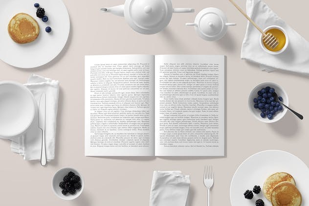 早餐场景A5杂志画册样机 A5 Magazine Catalogue Mockup – Breakfast Set插图(5)