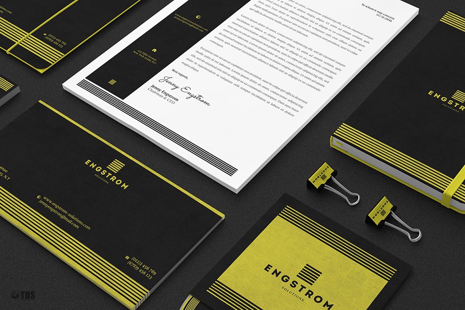 黑黄配色企业形象设计素材包 Black Yellow Corporate Identity PSD插图