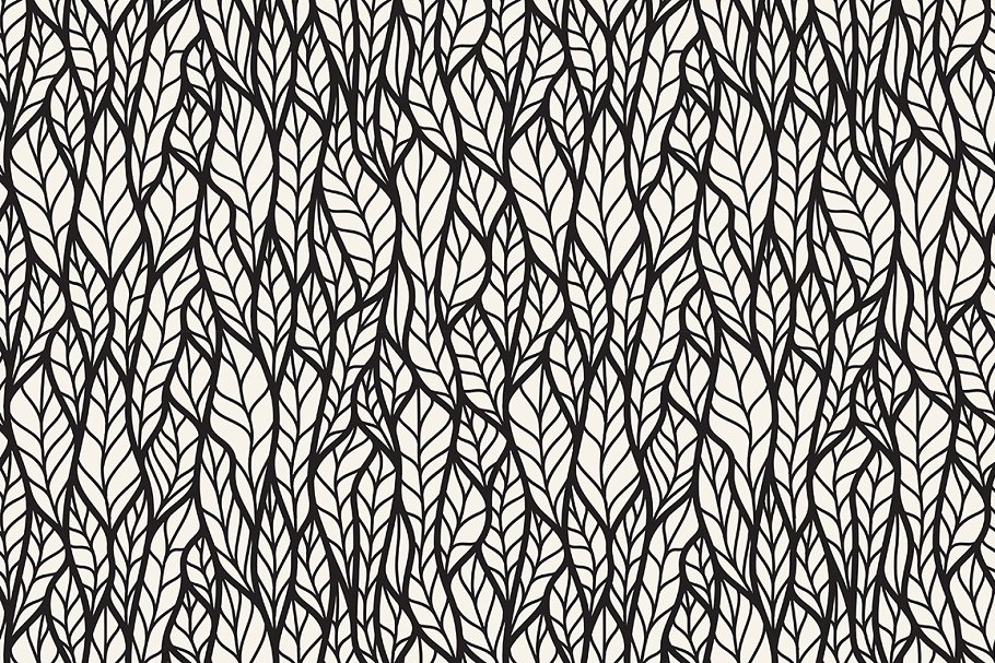 各种各样的树叶图案无缝纹理 Leaves Seamless Patterns Set插图(4)