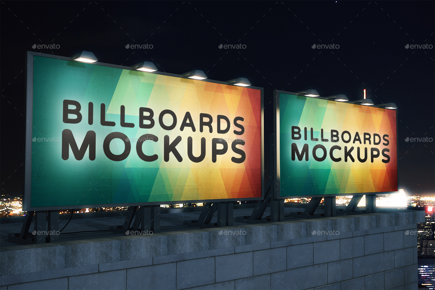 夜间广告牌展示样机模版 Billboards Mockups at Night Vol.1插图(5)