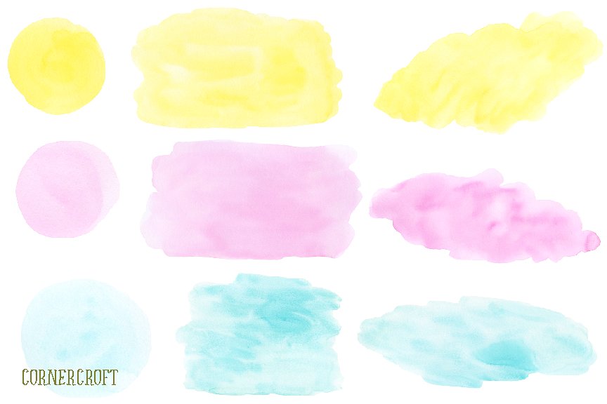 淡色不规则水彩晕染散开图案 Watercolor pastel color shapes插图(1)