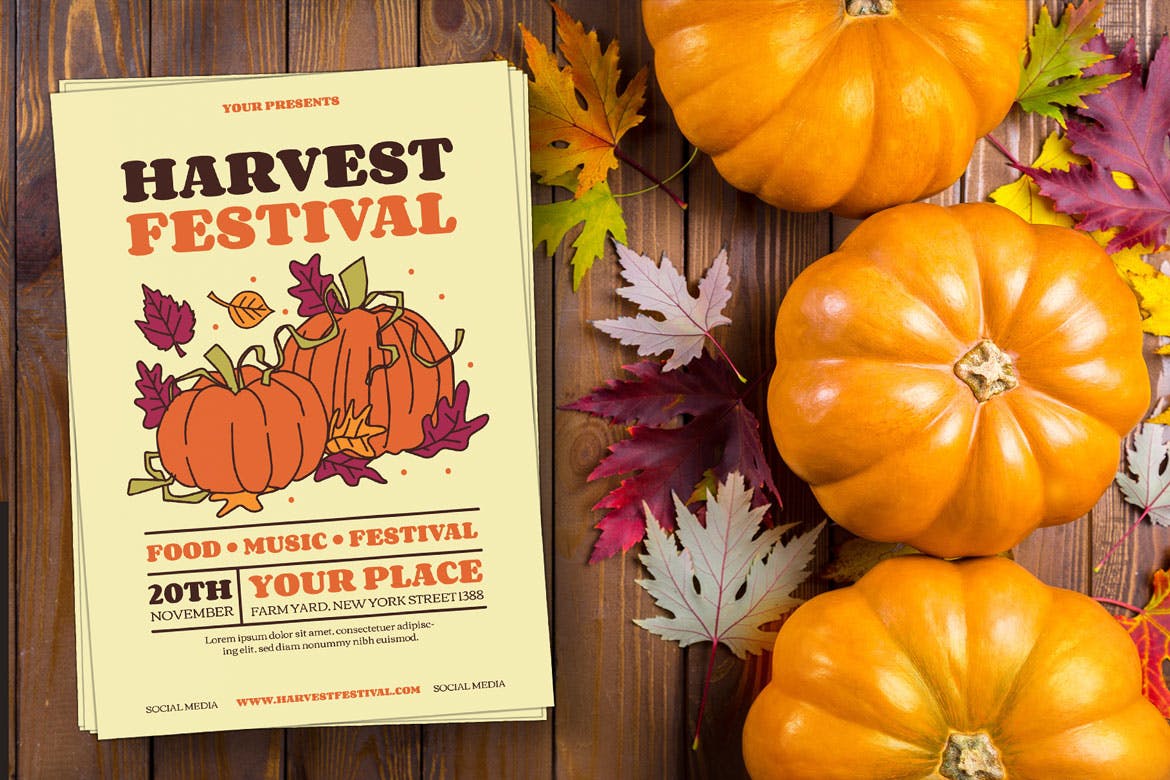 丰收节庆祝活动海报设计模板 Harvest Festival插图(2)