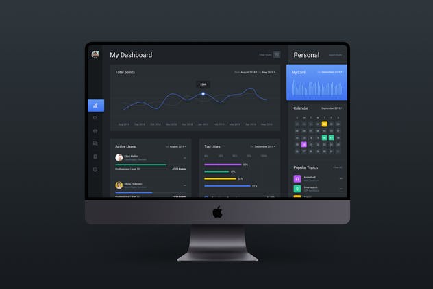 Web仪表板-数据统计分析UI工具包v1 Web Dashboard & Statistics UI Kit App Template 1插图(2)