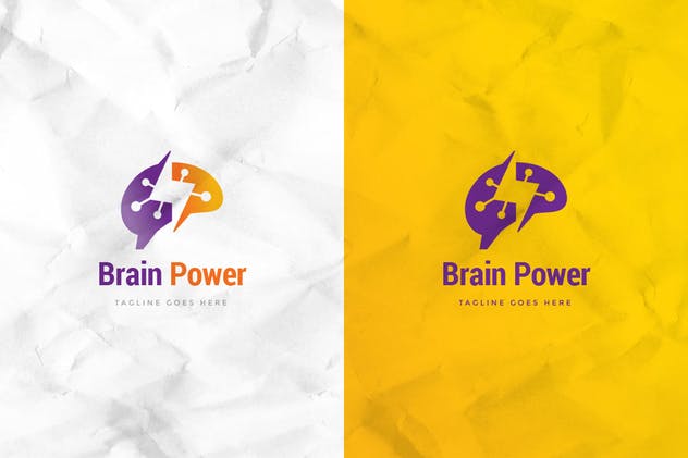 思维脑力创意Logo标志设计模板 Brain Power Logo Template插图2