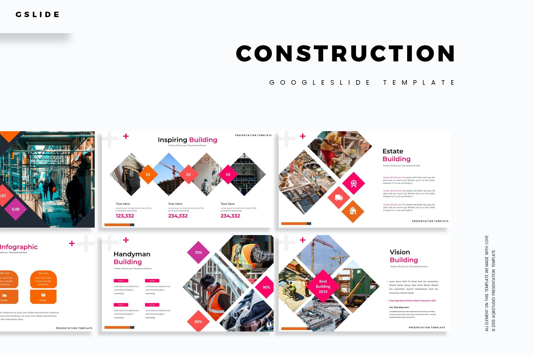 建筑设计/建筑策划谷歌幻灯片模板 Contruction – Google Slides Template插图