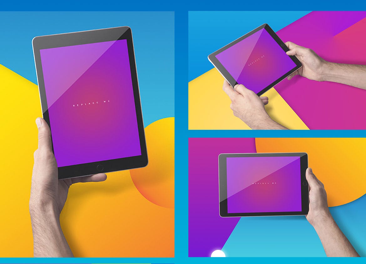 iPad平板电脑APP&Web设计效果图预览样机 iPad Tablet UI Mockups – Vivid Backgrounds Vol.2插图(9)