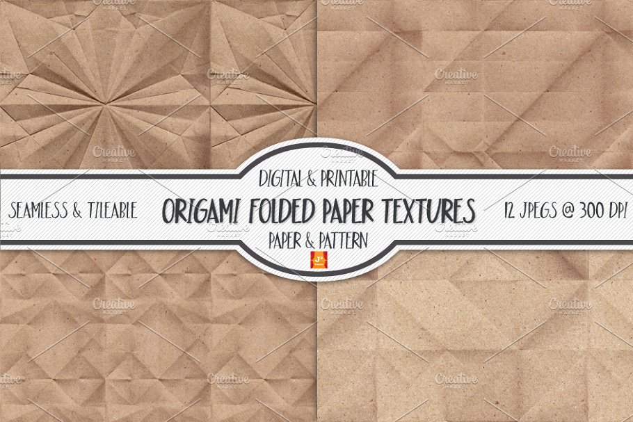 折叠纸无缝纹理图案素材 Folded Paper Texture Patterns插图