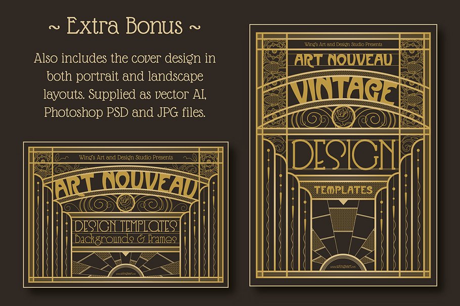 复古新艺术主义设计模板 Vintage Art Nouveau Design Templates插图(3)
