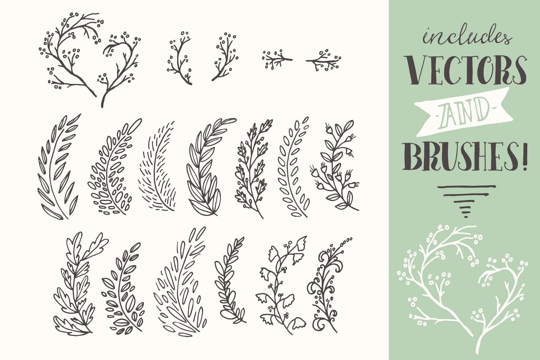 简洁且精美的花环剪贴画  Whimsical Laurels & Wreaths Clip Art插图(1)
