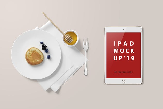 西式早餐场景iPad Mini设备展示样机 iPad Mini Mockup – Breakfast Set插图2