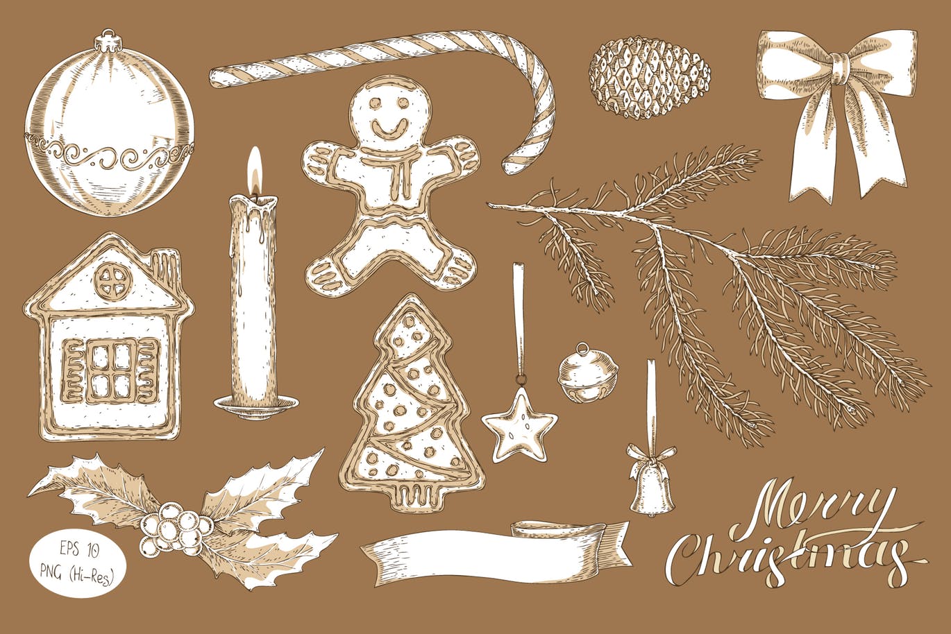 创意圣诞节主题设计矢量图案素材包 Merry Christmas Design Set插图(2)