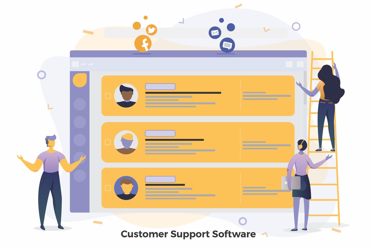 客户支持软件CRM概念插画免费素材 Customer Support Software Illustrations CRM插图