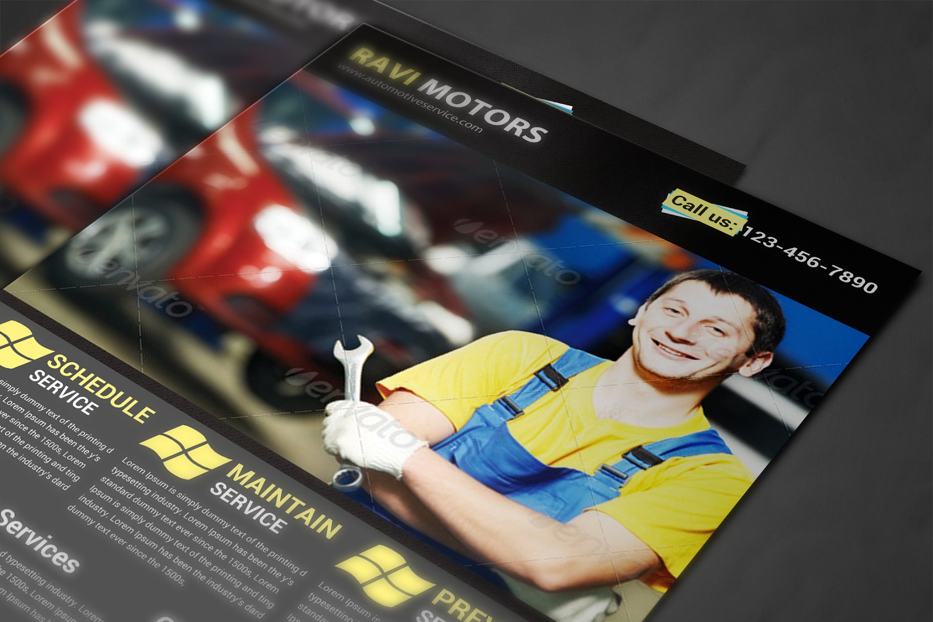 汽车维修4S店宣传传单模板 Auto Repair Flyer Template插图(3)