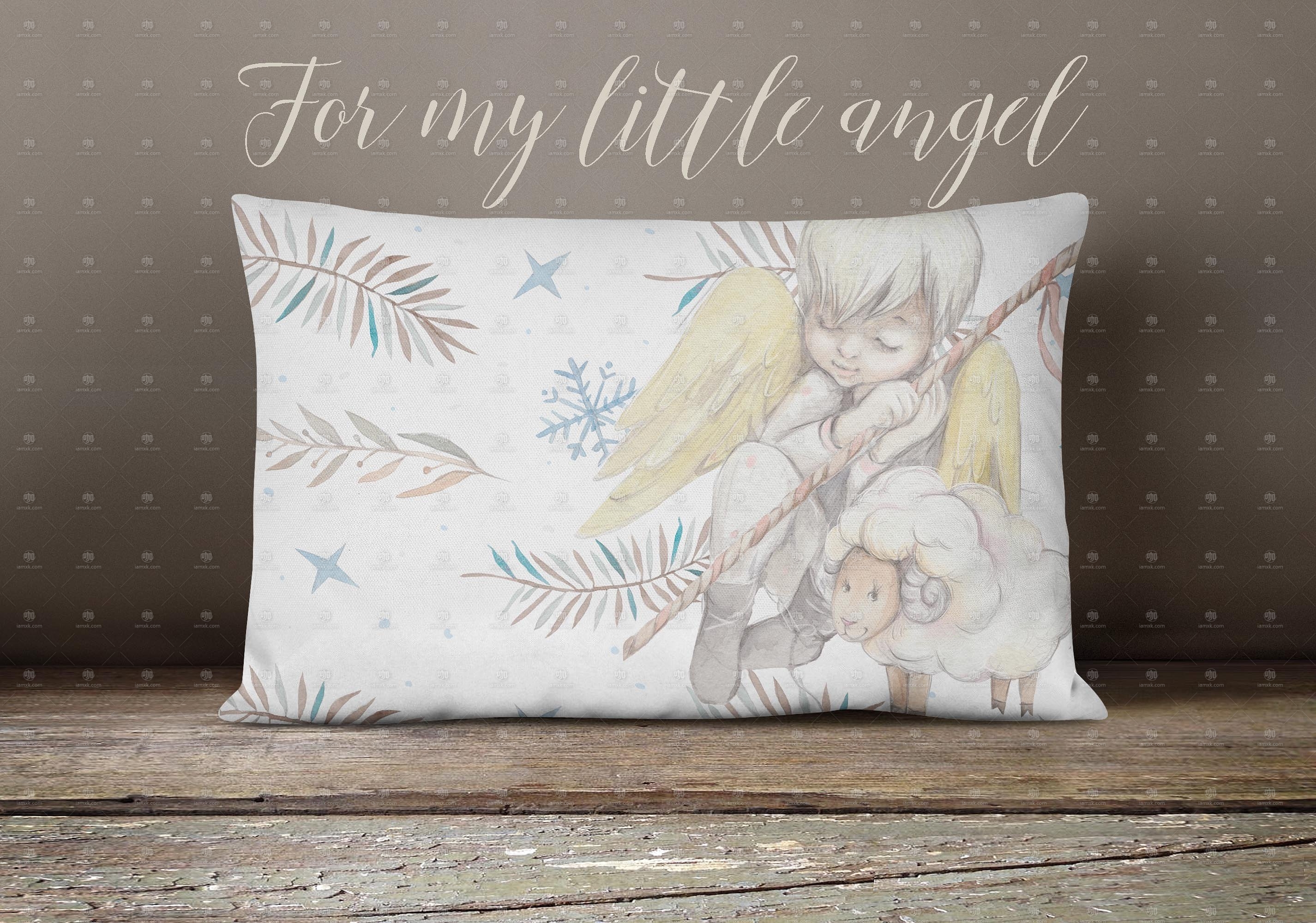 圣诞节日素材-手绘水彩天使素材包 “Little angel”[1.33GB, 贺卡模板+无缝纹理+Page+元素]插图5