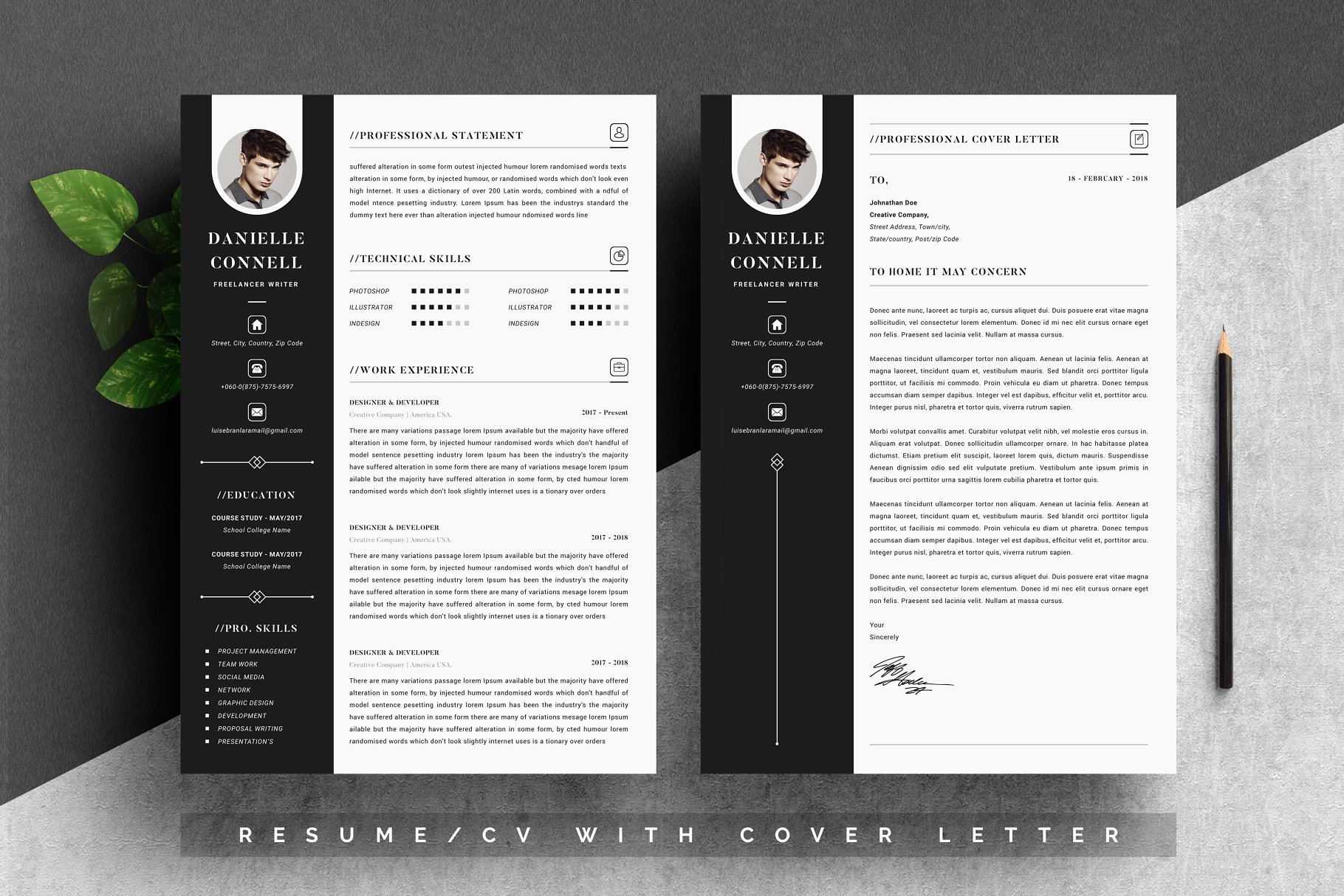 现代设计风格个人电子简历设计模板 Modern Resume Template 4 Pages插图(3)